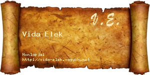 Vida Elek névjegykártya